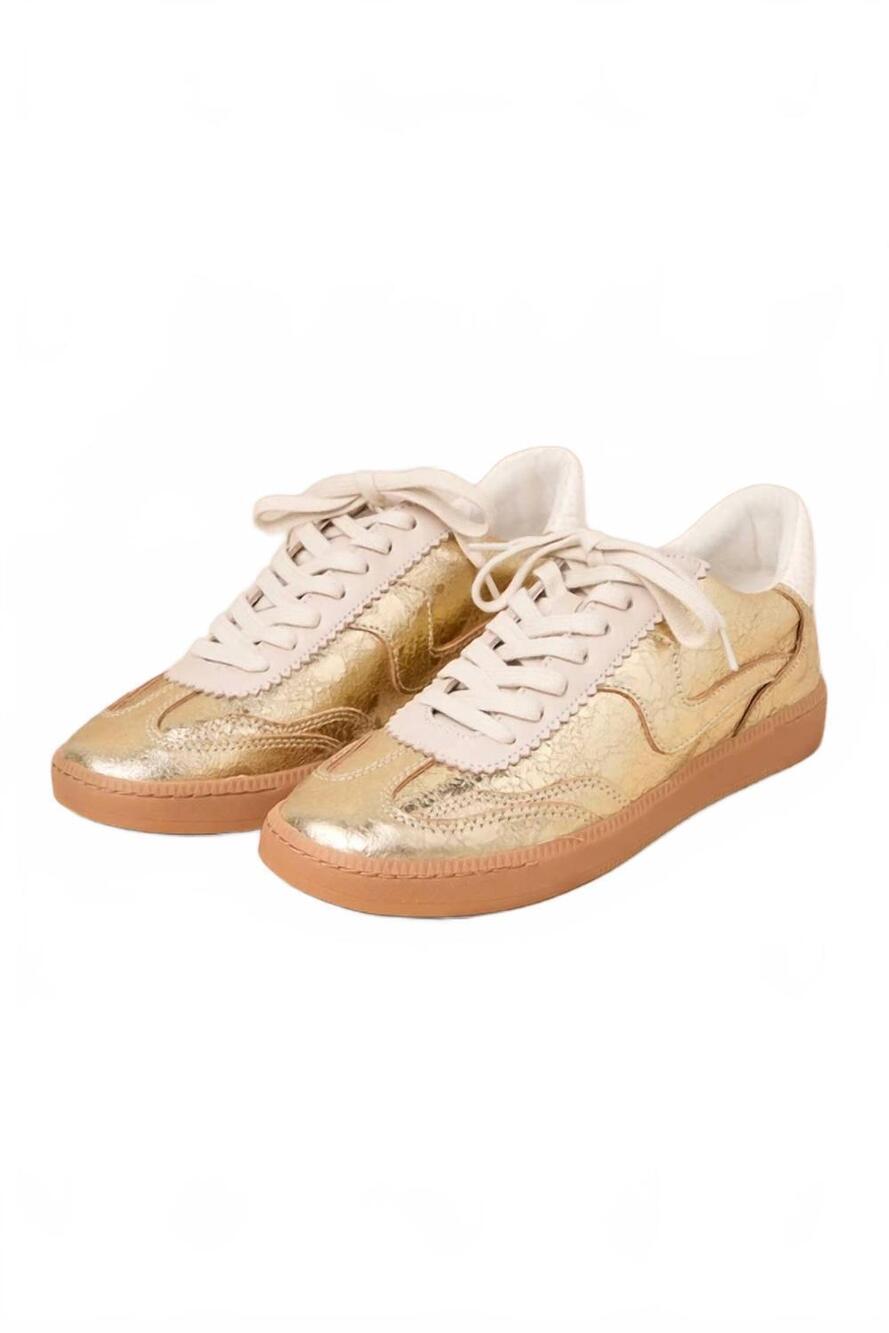NEW DOLCE VITA women's notice distressed sneaker in gold